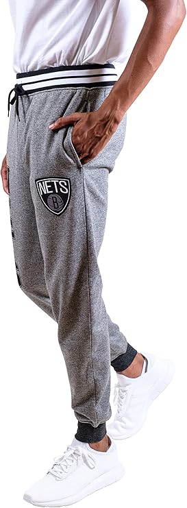 Ultra Game NBA Official Men‚Äôs Super Soft Game Day Jogger Sweatpants - Unisex, Brooklyn Nets, Black Marl|Brooklyn Nets