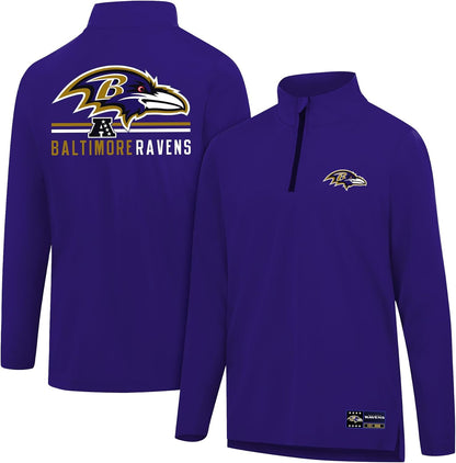 Ultra Game NFL Official Adults Super Soft Quarter Zip Long Sleeve T-Shirt - Unisex Baltimore Ravens|Baltimore Ravens