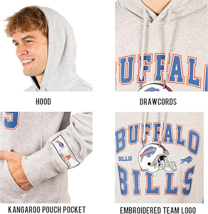 Ultra Game NFL Official Adults Ultimate Quality Super Soft Hoodie Sweatshirt - Unisex, Buffalo Bills, Heather Gray|Buffalo Bills