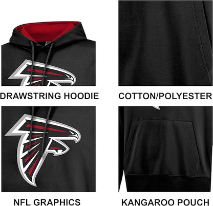 Ultra Game NFL Official Adults Unisex Super Soft Game Day Hoodie Sweatshirt, Atlanta Falcons, Team Color 24|Atlanta Falcons