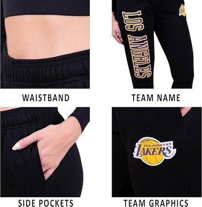 Ultra Game NBA Official Women's Super Soft Active Fleece Sweatpants Joggers, Los Angeles Lakers|Los Angeles Lakers