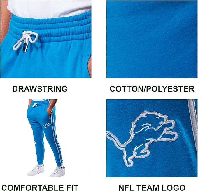 NFL Official Adults Active Super Soft Fleece Game Day Jogger Sweatpants - Unisex|Detroit Lions