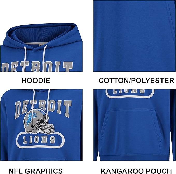 Ultra Game NFL Official Adults Unisex Super Soft Beast Mode Hoodie Sweatshirt, Detroit Lions|Detroit Lions