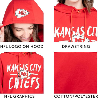 NFL Women's Official Super Soft Tie Neck Pullover Hoodie Sweatshirt|Kansas City Chiefs