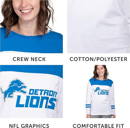 NFL Women's Official Super Soft Raglan Vintage Baseball T-Shirt|Detroit Lions