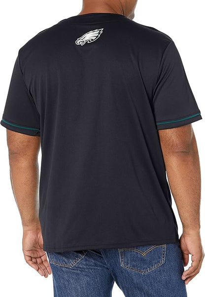 NFL Official Adults Game Day Button Down Baseball Mesh Jersey Shirt - Unisex|Philadelphia Eagles