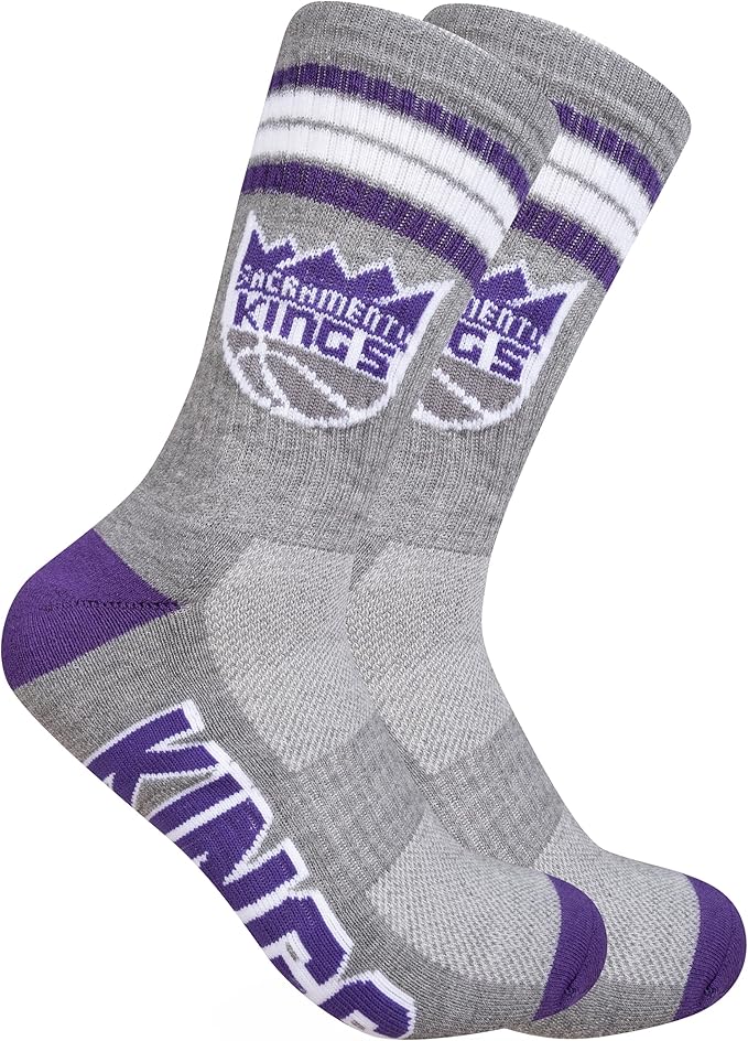 Ultra Game NBA Official Men’s Athletic Cushioned Secure Fit Team Crew Socks - 3 Pack - Unisex, Sacramento Kings, Assorted, M6-12|Sacramento Kings