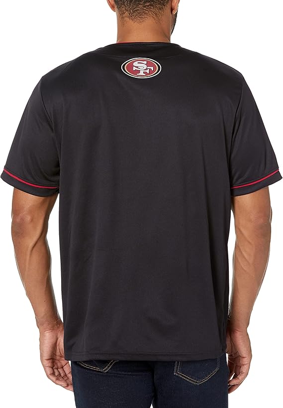 NFL Official Adults Game Day Button Down Baseball Mesh Jersey Shirt - Unisex|San Francisco 49ers