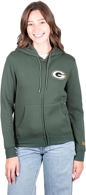 NFL Green Bay Packers Womens Full Zip Soft Marl Knit Hoodie Sweatshirt Jacket|Green Bay Packers