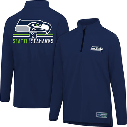 Ultra Game NFL Official Adults Super Soft Quarter Zip Long Sleeve T-Shirt - Unisex Seattle Seahawks|Seattle Seahawks