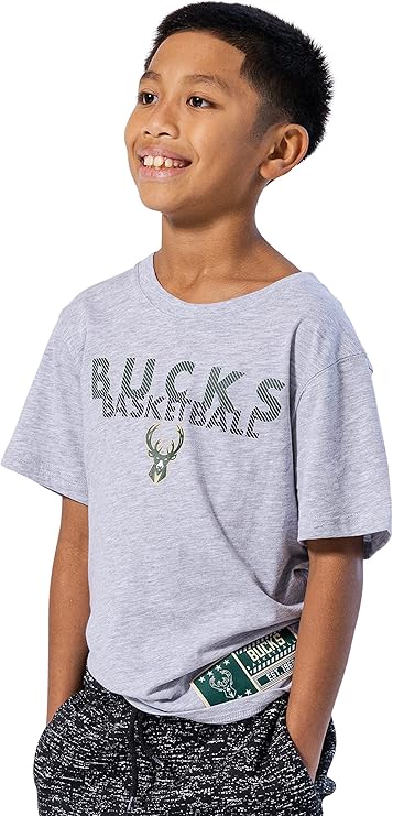 Ultra Game NBA Boy's Coordinating Lounge Pajama Soft T-Shirt, Milwaukee Bucks|Milwaukee Bucks