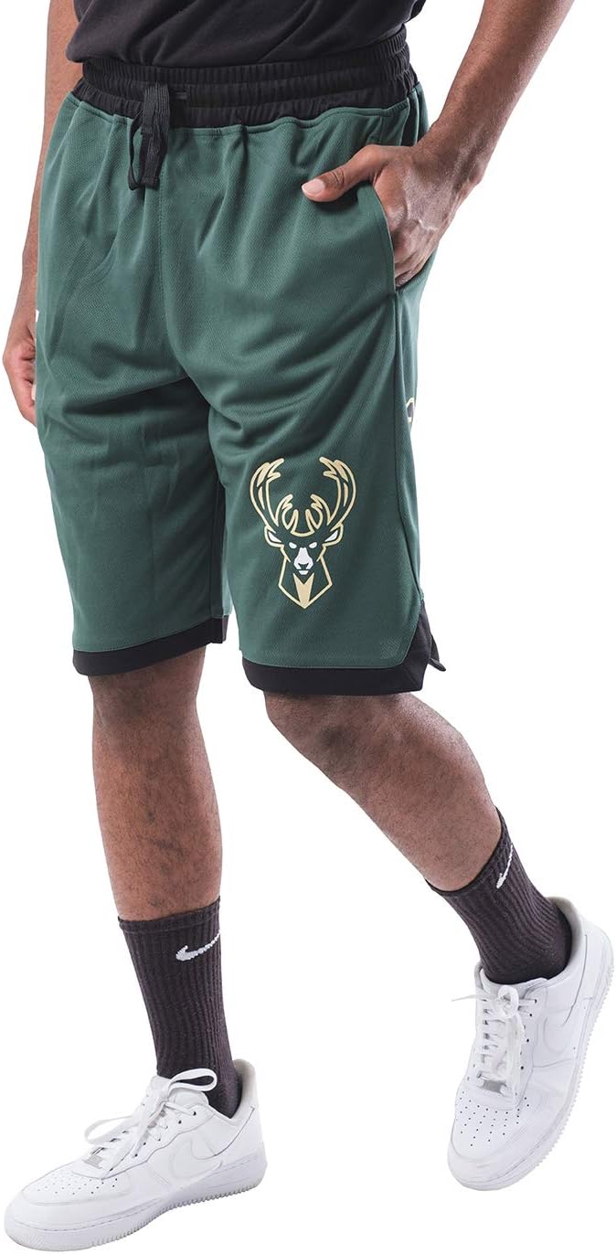 Ultra Game NBA men's Official Players Active Soft Workout Basketball Training Shorts, Milwaukee Bucks - Giannis Antetokounmpo|Milwaukee Bucks