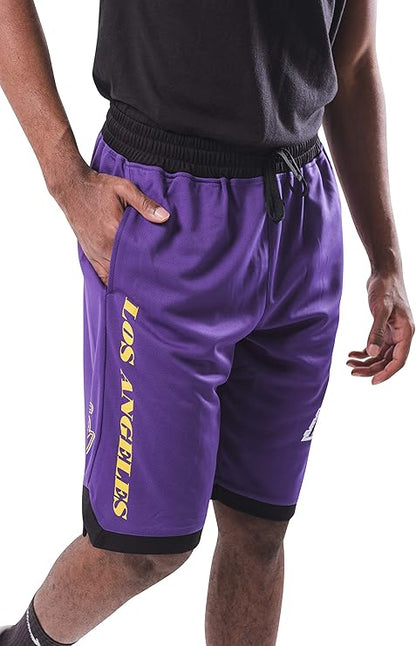 Ultra Game NBA men's Official Players Active Soft Workout Basketball Training Shorts, Los Angeles Lakers - Lebron James|Los Angeles Lakers