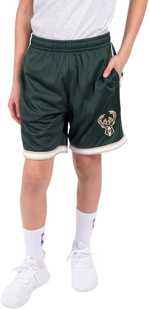 Ultra Game NBA Milwaukee Bucks Boys Active Knit Slam Basketball Training Shorts|Milwaukee Bucks - UltraGameShop