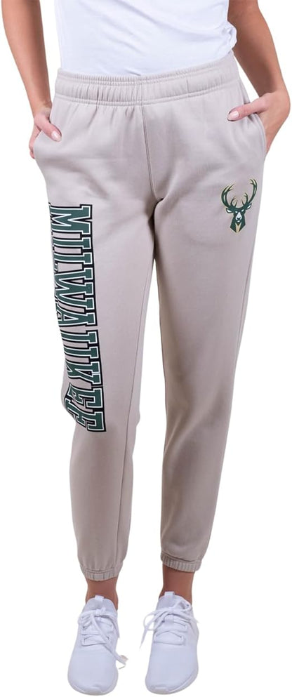 Ultra Game NBA Milwaukee Bucks Women's Super Soft Active Fleece Sweatpants Joggers|Milwaukee Bucks - UltraGameShop