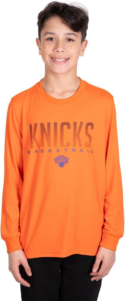 Ultra Game NBA New York Knicks Boys Super Soft Long Sleeve Active T-Shirt|New York Knicks - UltraGameShop