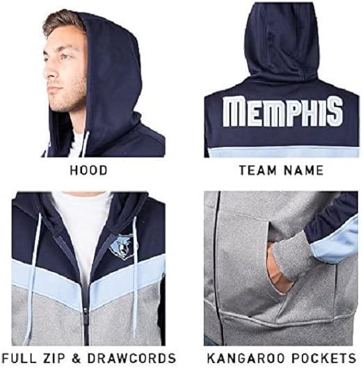 Ultra Game NBA Memphis Grizzlies Men's Contrast Back Cut Full Zip Hoodie Sweatshirt|Memphis Grizzlies - UltraGameShop