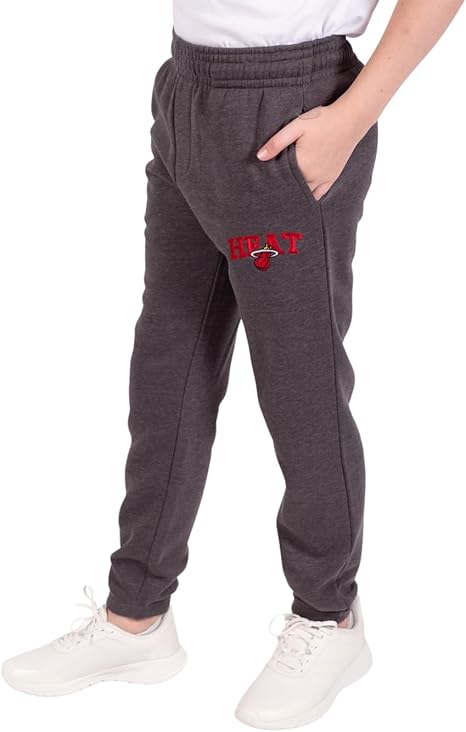Ultra Game NBA Official Youth Super Soft Jogger Sweatpants, Miami Heat, Heather Charcoal|Miami Heat