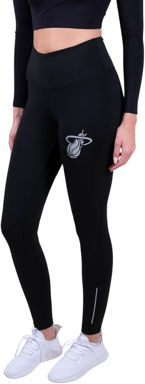 Ultra Game NBA Official Women's Super Soft Lightweight Leggings Fitness Sport Yoga Active Pants, Miami Heat, Black|Miami Heat