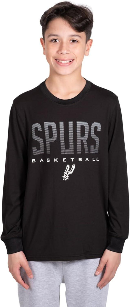 Ultra Game NBA San Antonio Spurs Boys Super Soft Long Sleeve Active T-Shirt|San Antonio Spurs - UltraGameShop