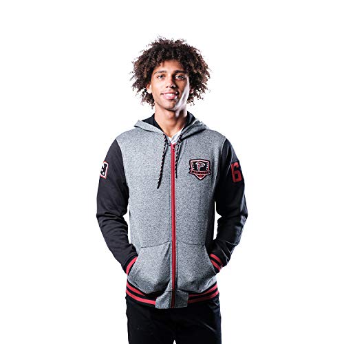 Ultra Game NFL Official Adults Super Soft Supreme Full Zip Varsity Hoodie Sweatshirt Jacket - Unisex, Atlanta Falcons, Heather Gray|Atlanta Falcons