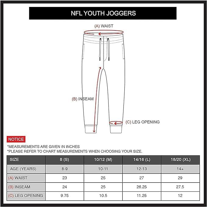 Ultra Game NFL Washington Commanders Youth Extra Soft Black Snow Fleece Jogger Sweatpants|Washington Commanders - UltraGameShop