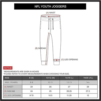 Ultra Game NFL Washington Commanders Youth Extra Soft Black Snow Fleece Jogger Sweatpants|Washington Commanders - UltraGameShop