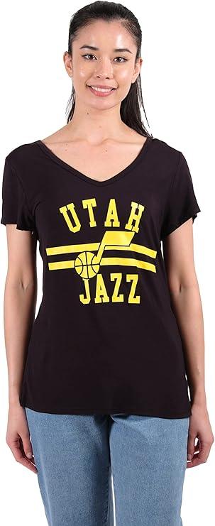 Ultra Game NBA Official Women's Relaxed Short Sleeve T-Shirt, Utah Jazz, Team Color|Utah Jazz