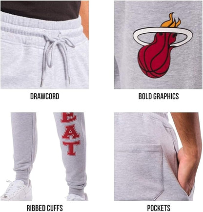 Ultra Game NBA Official Men's Super Soft Game Day Jogger Sweatpants, Miami Heat|Miami Heat