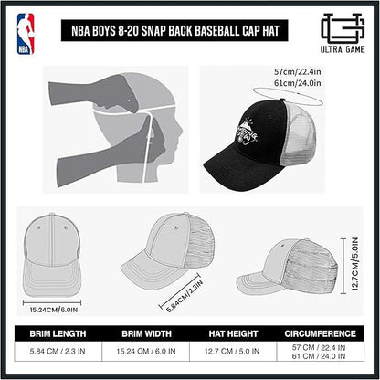 Ultra Game NBA Official Youth 8-20 Snap Back 3D Embroidered Team Logo Baseball Cap Hat, Toronto Raptors, Team Color, 1SIZE|Toronto Raptors