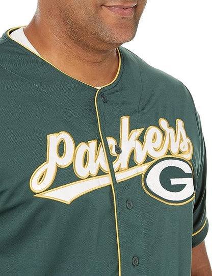 NFL Official Adults Game Day Button Down Baseball Mesh Jersey Shirt - Unisex|Green Bay Packers