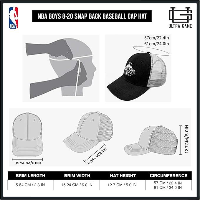 Ultra Game NBA Official Youth 8-20 Snap Back 3D Embroidered Team Logo Baseball Cap Hat, Memphis Grizzlies, Team Color, 1SIZE|Memphis Grizzlies