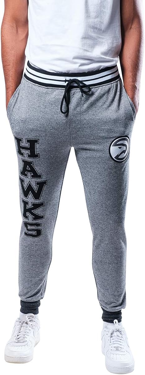 Ultra Game NBA Official Men‚Äôs Super Soft Game Day Jogger Sweatpants - Unisex, Atlanta Hawks, Black Mar|Atlanta Hawks