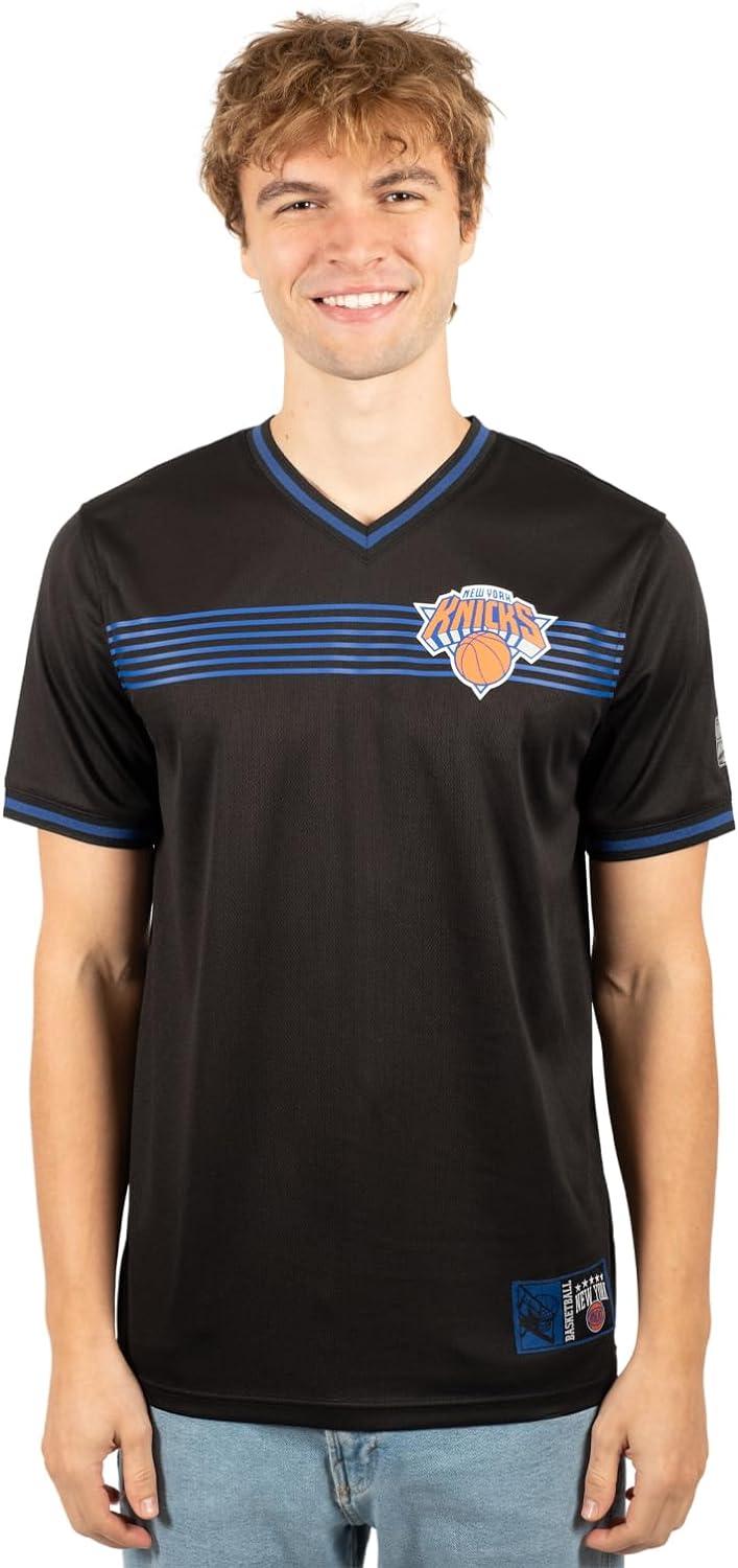 Ultra Game NBA New York Knicks Men's Game Time Soft Mesh Short Sleeve V-Neck Tee Shirt|New York Knicks - UltraGameShop