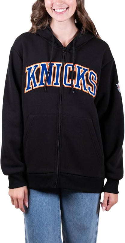 Ultra Game NBA Women's New York Knicks Super Soft Full Zip Hoodie Sweatshirt | New York Knicks - UltraGameShop