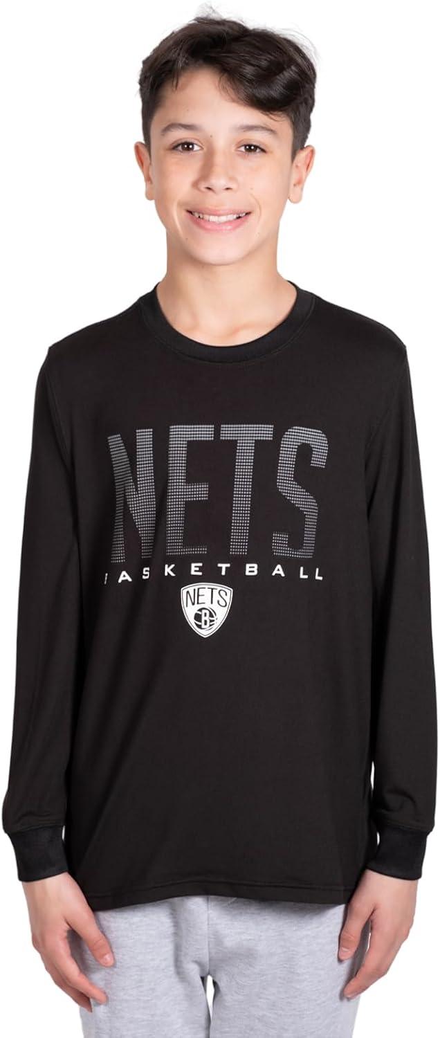 Ultra Game NBA Brooklyn Nets Boys Super Soft Long Sleeve Active T-Shirt|Brooklyn Nets - UltraGameShop