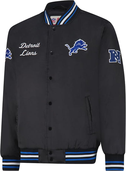 Ultra Game Adults NFL Official Supreme Satin Jacket|Detroit Lions