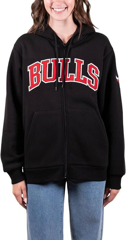 Ultra Game NBA Women's Chicago Bulls Super Soft Full Zip Hoodie Sweatshirt | Chicago Bulls - UltraGameShop