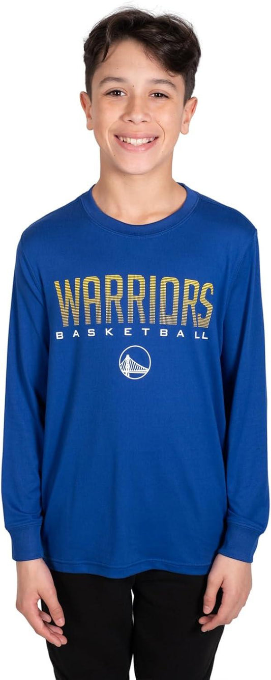 Ultra Game NBA Golden State Warriors Boys Super Soft Long Sleeve Active T-Shirt|Golden State Warriors - UltraGameShop