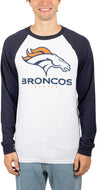 Ultra Game NFL Mens Super Soft Raglan Baseball Long Sleeve T-Shirt| Denver Broncos