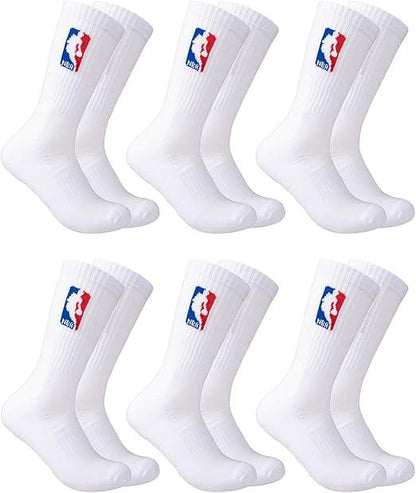 Ultra Game NBA Official Men‚Äôs Athletic Cushioned Secure Fit Crew Socks - 6 Pack - Unisex, NBA, White Red White Blue, M6-12|NBA