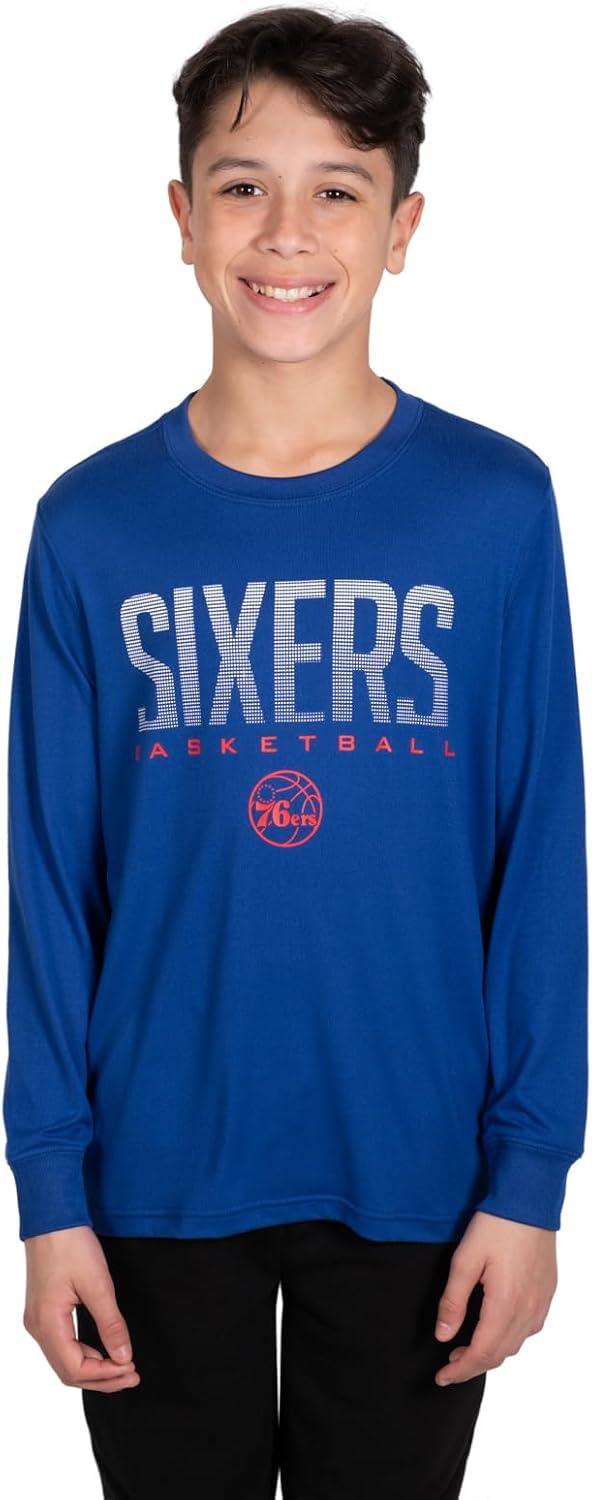 Ultra Game NBA Philadelphia 76ers Boys Super Soft Long Sleeve Active T-Shirt|Philadelphia 76ers - UltraGameShop