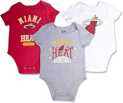 Ultra Game NBA Miami Heat Super Soft Cotton 3 Pack Baby Creeper Bodysuit|Miami Heat - UltraGameShop