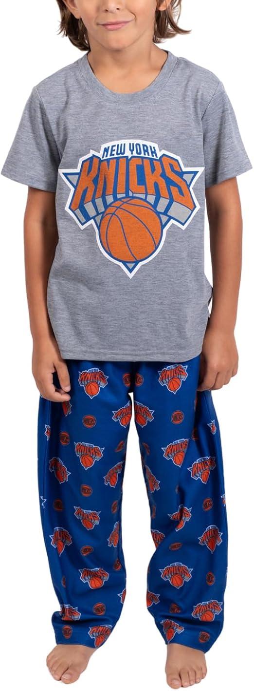 Ultra Game NBA New York Knicks Boys 2 Piece Tee Shirt & Lounge Pants Pajama Set| New York Knicks - UltraGameShop