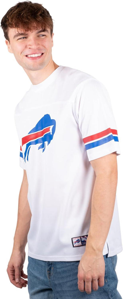 Ultra Game NFL Buffalo Bills Mens Standard Jersey Crew Neck Mesh Stripe T-Shirt|Buffalo Bills - UltraGameShop