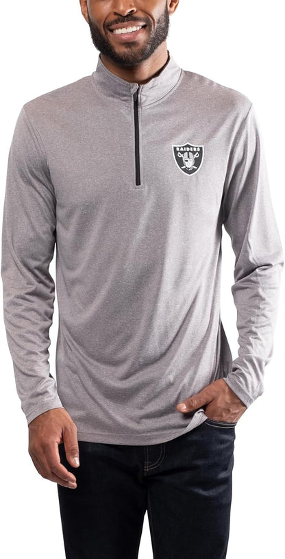 NFL Official Adults Super Soft Quarter Zip Long Sleeve T-Shirt - Unisex|Las Vegas Raiders