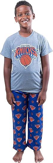 Ultra Game NBA New York Knicks Boys 2 Piece Tee Shirt & Lounge Pants Pajama Set| New York Knicks - UltraGameShop