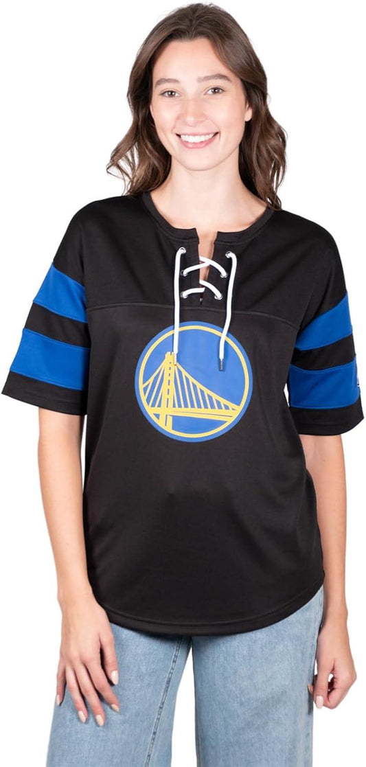 Ultra Game Women's Golden State Warriors Super Soft Mesh Lace-up Jersey Shirt | Golden State Warriors - UltraGameShop