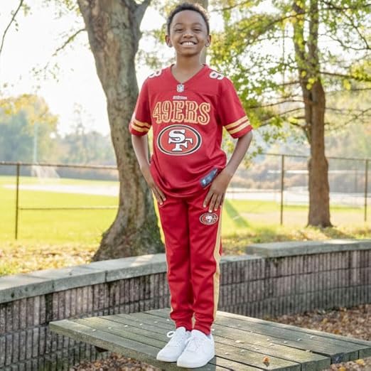 Ultra Game NFL Official Youth Uniform Set - Includes Super Soft Jersey, Pants, Iron on Numbers & Team Sticker Set, San Francisco 49ers, Team Color|San Francisco 49ers