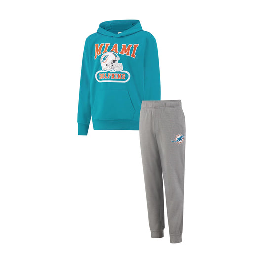 Ultra Game NFL Official Youth Super Soft Jogger & Hoodie Sweatshirt Set, Miami Dolphins, Team Color|Miami Dolphins